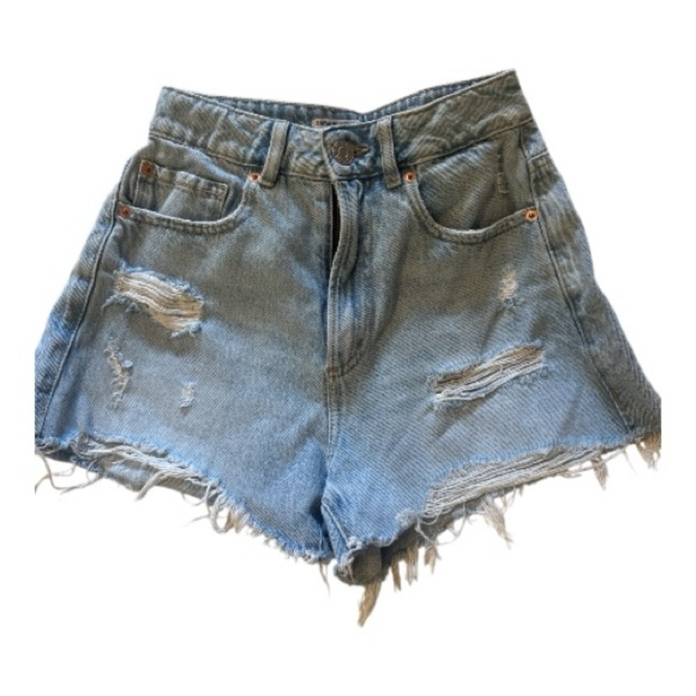 Garage Blue Festival Distressed Jean Shorts